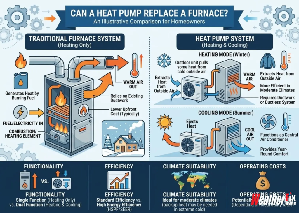 can a heat pump replace a furnace