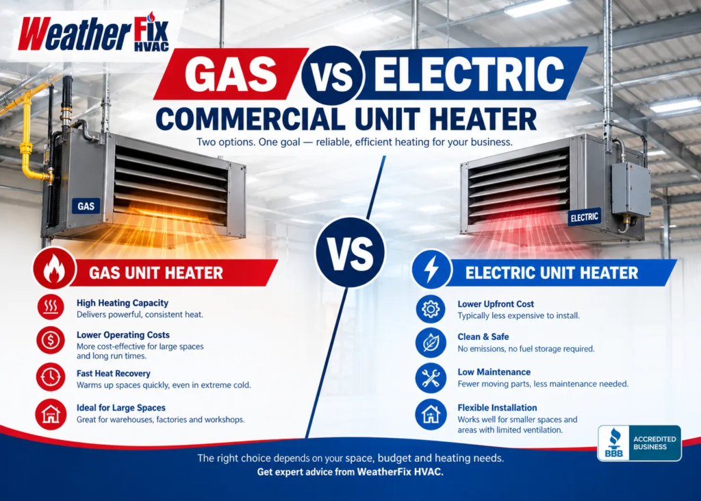 gas vs electric commercial unit heater